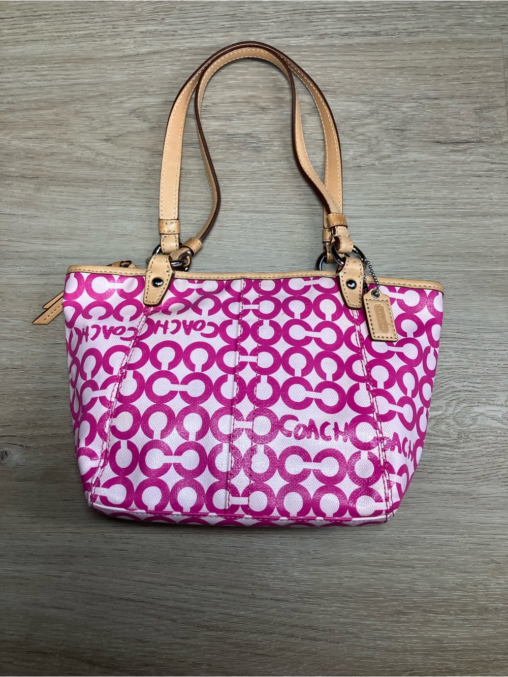 Coach Leah Op Art Signature Coated tote, bag, purse iconic "Op Art"